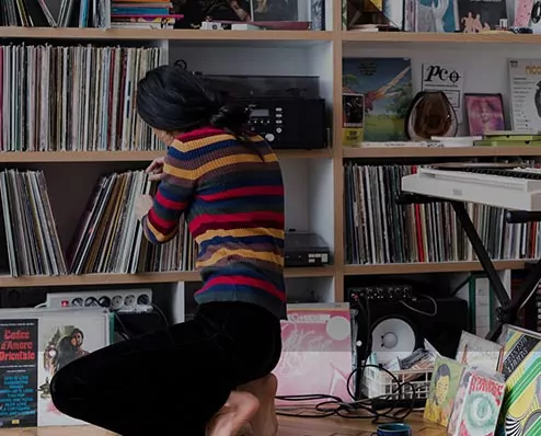 Girl with Vinyl Record