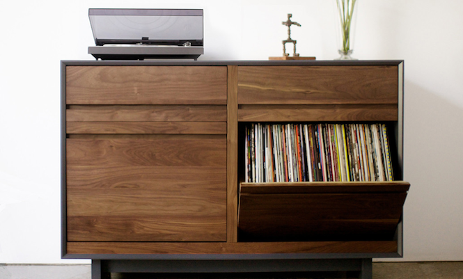 Max Credenza | Solid Wood Vinyl Record Storage Cabinet