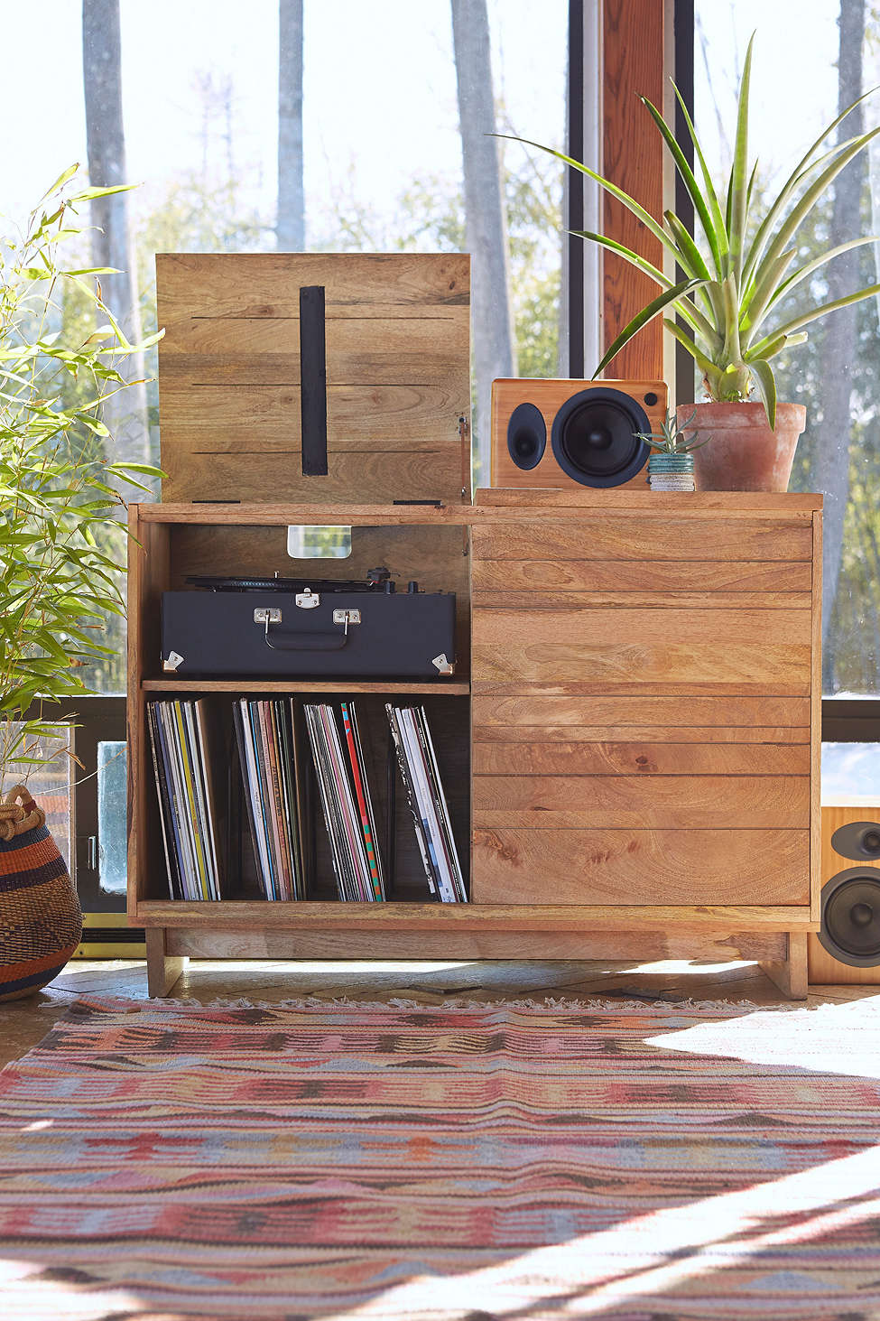 Vinylconsolle Record Display and Turntable Consolle in Solid Birch Wood -   UK