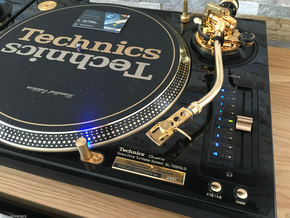 A rare set of gold Technics SL-1200 turntables are up for sale